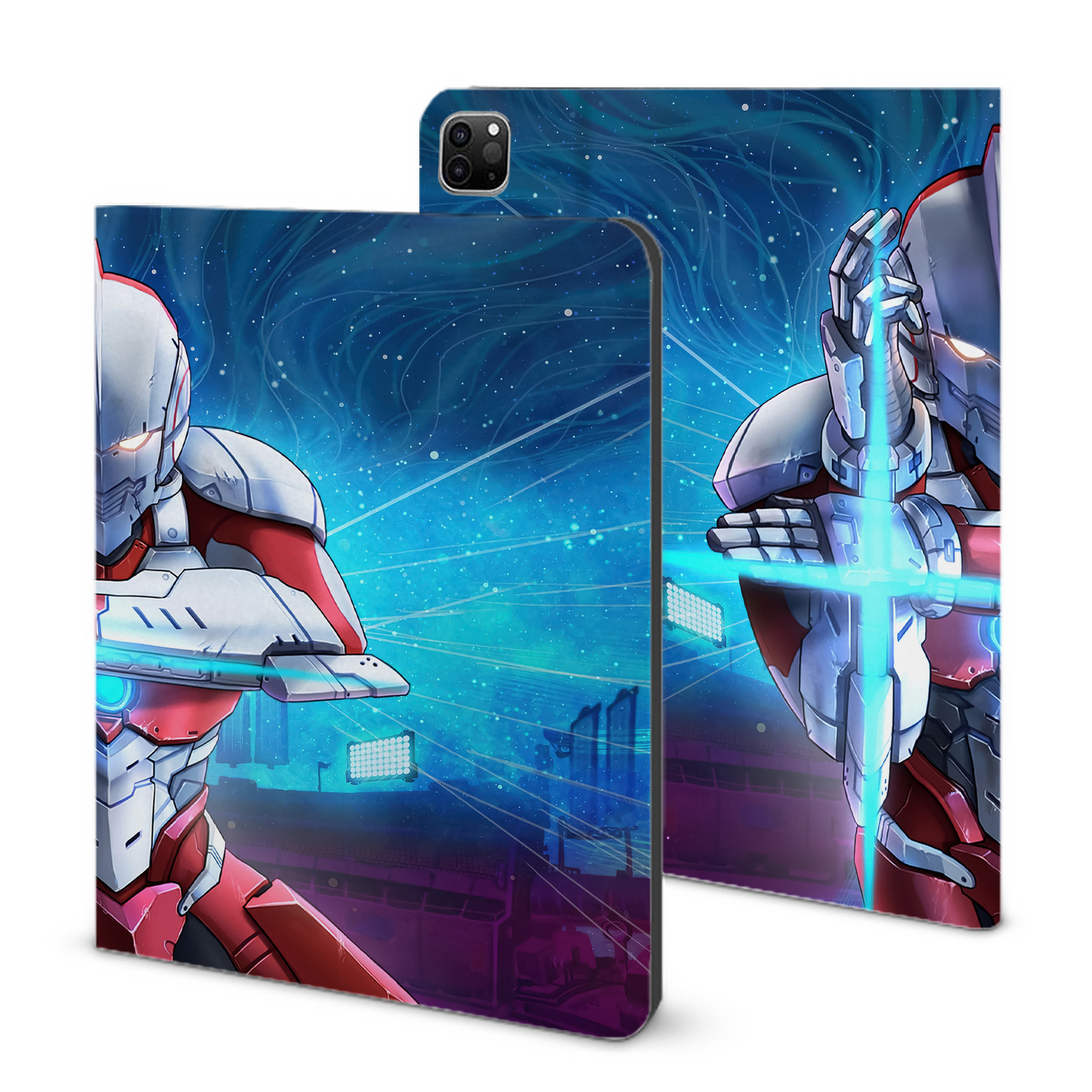 （画像用） ウルトラマン Ultraman IPad ケース ブック型 PUレザー TPU 耐衝撃 軽量 薄型 ペン収納なし 全面保護 IPad 各モデル対応